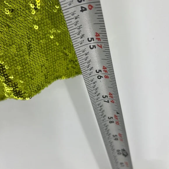 Halston Neon Kiara Green Sequin Deep V-Neck Slip Gown Floor Length Dress Size 10 - Picture 16 of 16